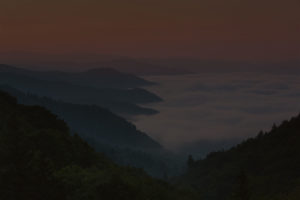 smoky mountains view with clouds
