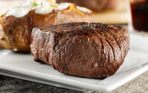 delicious steak with loaded baked potato at Pigeon Forge restaurant