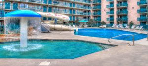 Waterslide and swimming pool at Willow Brook Lodge in Pigeon Forge.