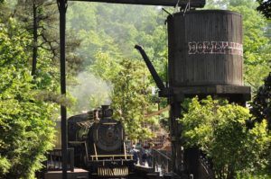 A steam engine at the Dollywood theme park in Pigeon Forge.