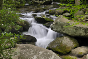 Little Pigeon River water cascading over rocks