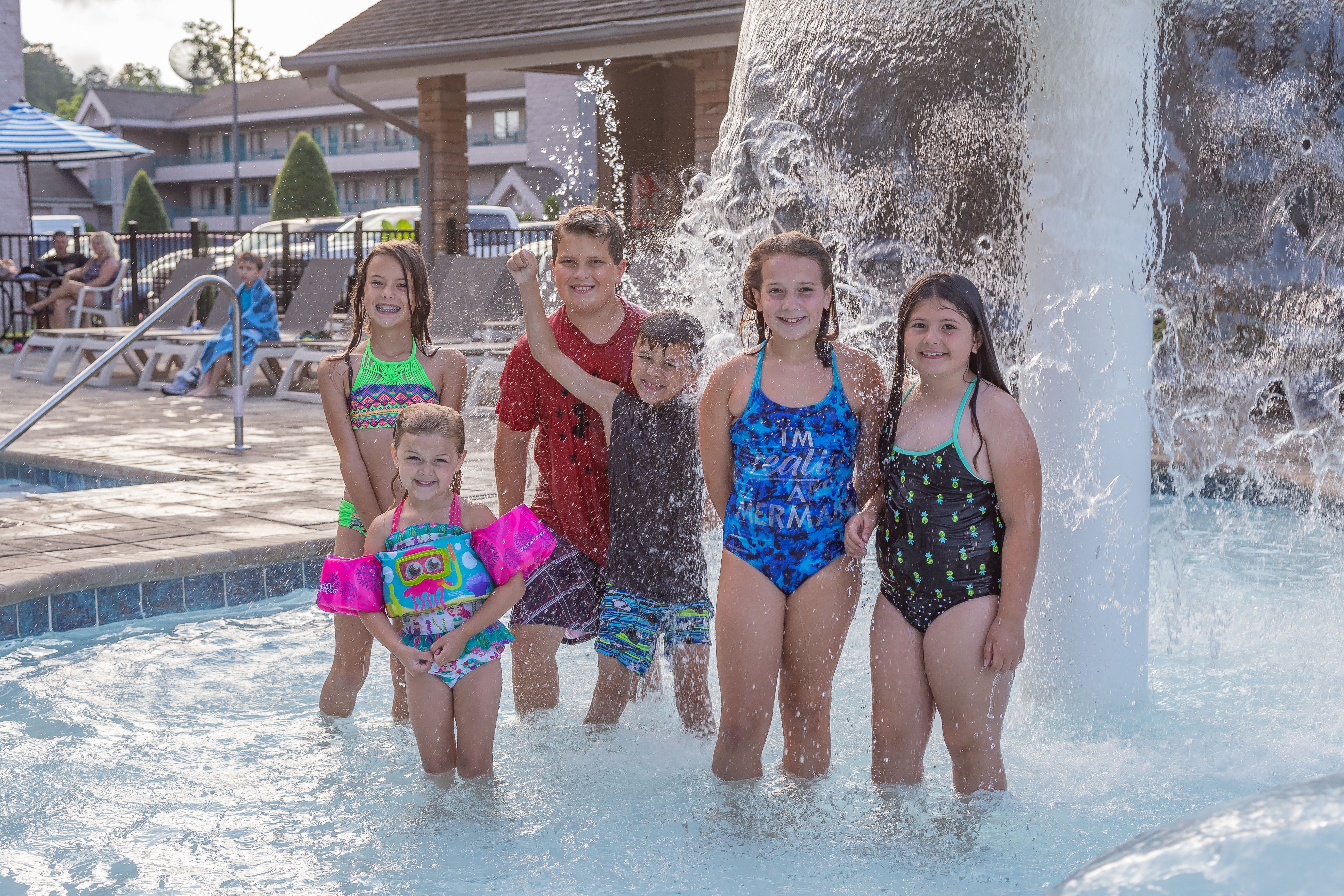 Outdoor Pools with mini water park Willow Brook Lodge Pigeon Forge