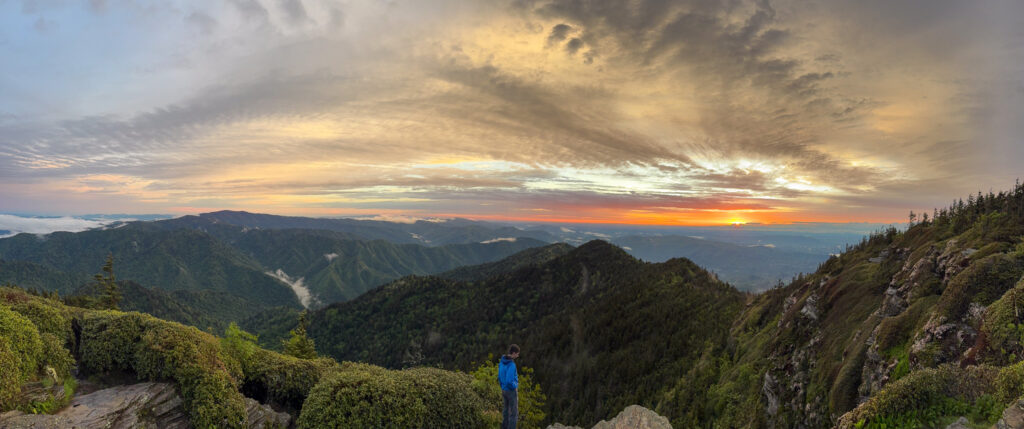 Majestic mountain views from the summit of Mount LeConte, one of the tallest peaks in the Smokies.